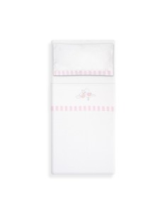 2x1 Juego de sábanas cuna franela cigueña oso bco/rosa 2