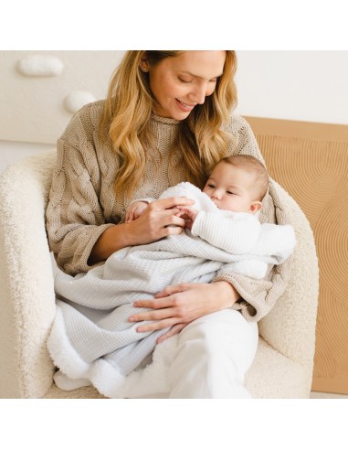 2x1 Manta nido abeja + borreguillo gris