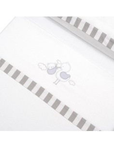 2x1 Juego de sábanas cuna franela cigueña oso bco/gris 2