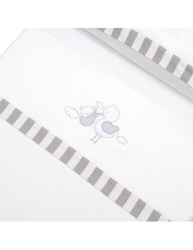 2x1 Juego de sábanas cuna franela cigueña oso bco/gris