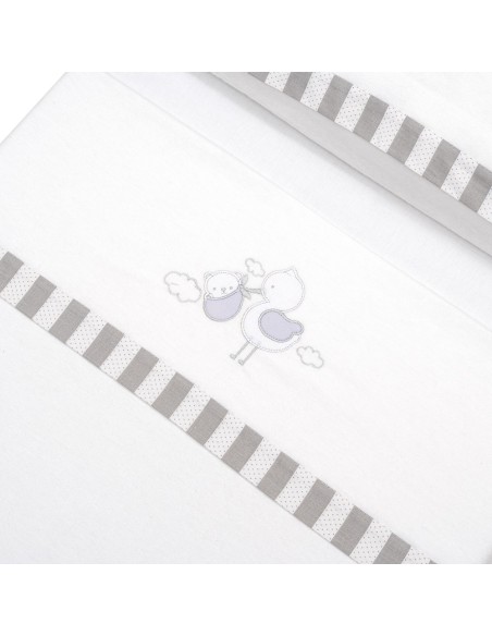 2x1 Juego de sábanas cuna franela cigueña oso bco/gris