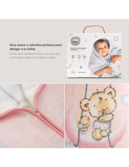 2x1 Manta saco rachel mod osito nube rosa