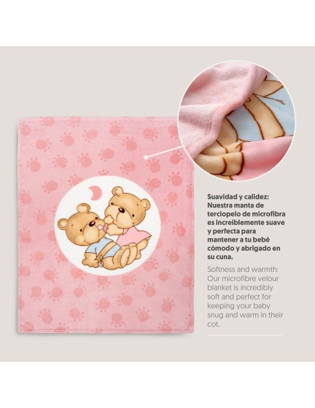 2x1 Manta cuna sedalina parejita osos rosa