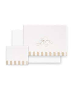 2x1 Juego de sábanas minicuna franela cigueña oso bco/beig