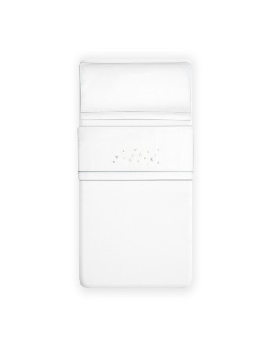 2x1 Juego de sábanas cuna franela estrellas luna bco/gris