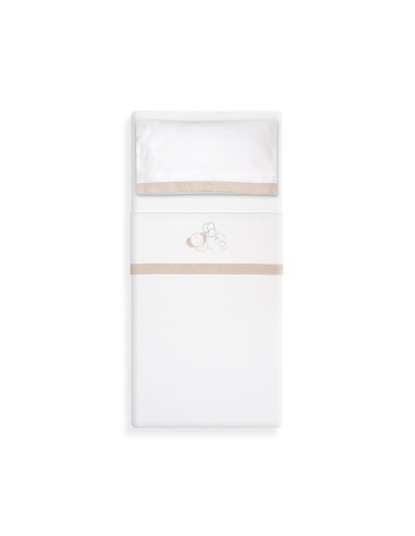 2x1 Juego de sábanas minicuna franela oso elefante globos bco/beig