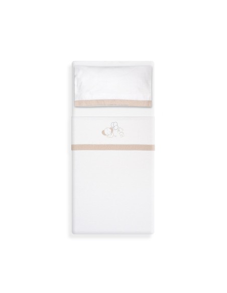 2x1 Juego de sábanas minicuna franela oso elefante globos bco/beig