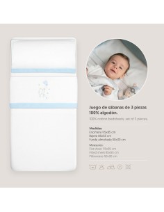2x1 Juego de sábanas minicuna franela elefante globo corazon bco/azul 2