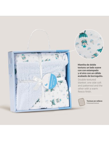 2x1 Manta  con borreguillo  mod paracaidista azul