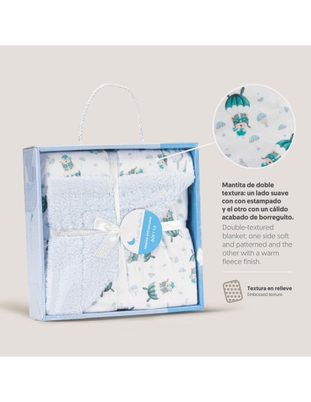 2x1 Manta  con borreguillo  mod paracaidista azul