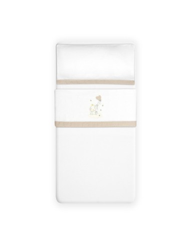 2x1 Juego de sábanas cuna franela elefante globo corazon bco/beig
