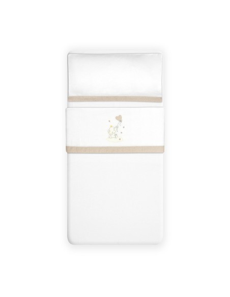 2x1 Juego de sábanas cuna franela elefante globo corazon bco/beig