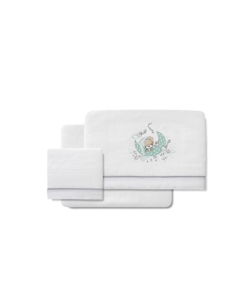 2x1 Juego de sábanas minicuna coralina mod new sleeping bco/verde