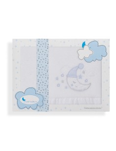 2x1 Juego de sábanas minicuna coralina mod luna gorro bco/azul
