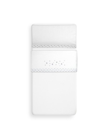 2x1 Juego de sábanas cuna coralina estrella luna bco/gris