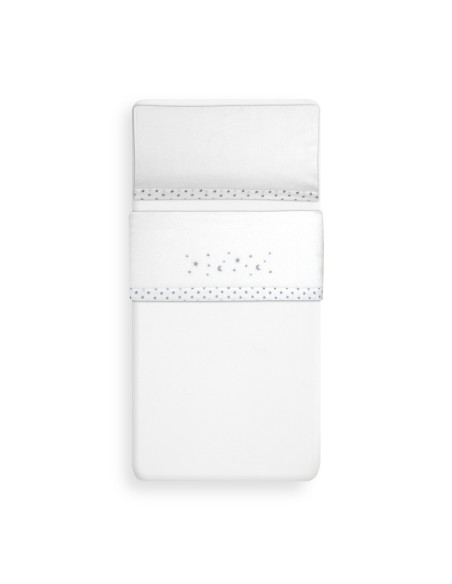 2x1 Juego de sábanas cuna coralina estrella luna bco/gris