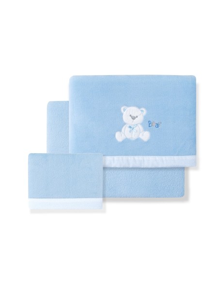 2x1 Juego de sábanas minicuna coralina mod. oso lazo azul