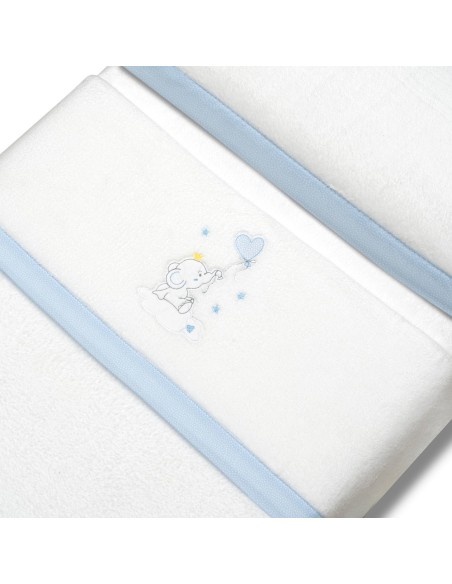 2x1 Juego de sábanas cuna coralina elefante globo corazon bco/azul