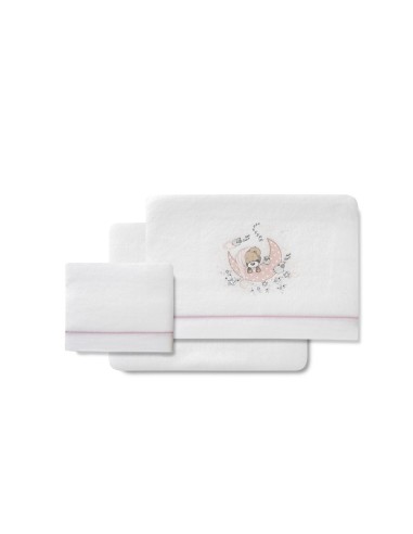 2x1 Juego de sábanas minicuna coralina mod new sleeping bco/rosa