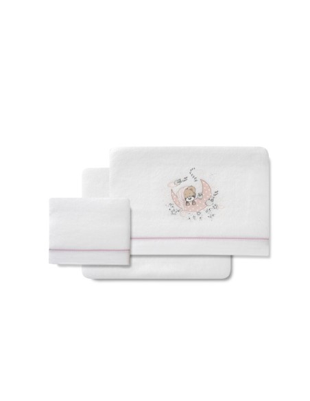 2x1 Juego de sábanas minicuna coralina mod new sleeping bco/rosa