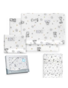 2x1 Juego de sábanas minicuna coralina estampado koala bco/azul