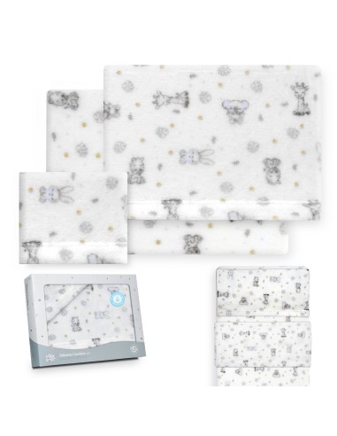 2x1 Juego de sábanas minicuna coralina estampado koala bco/azul