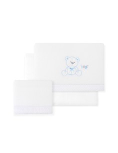 2x1 Juego de sábanas minicuna coralina mod. oso lazo bco/azul