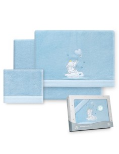 2x1 Juego de sábanas cuna coralina elefante globo corazon azul