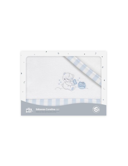 2x1 Juego de sábanas minicuna coralina mod honey bear bco/azul