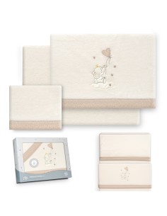 2x1 Juego de sábanas minicuna coralina elefante globo corazon beig