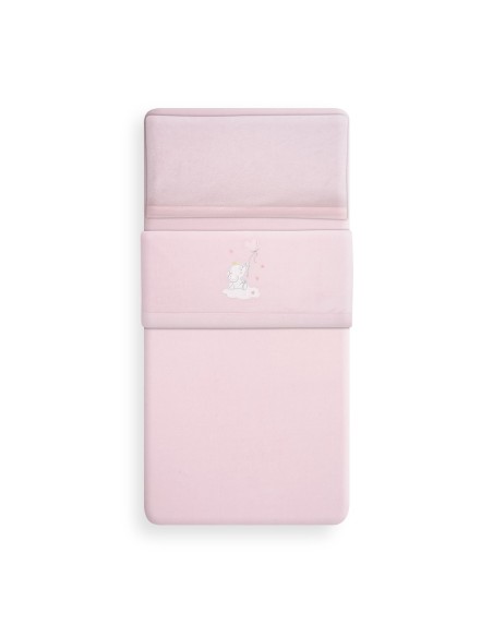 2x1 Juego de sábanas cuna coralina elefante globo corazon rosa