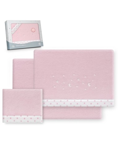 2x1 Juego de sábanas cuna coralina estrella luna rosa