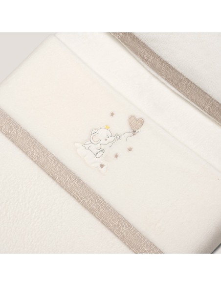 2x1 Juego de sábanas minicuna coralina elefante globo corazon beig