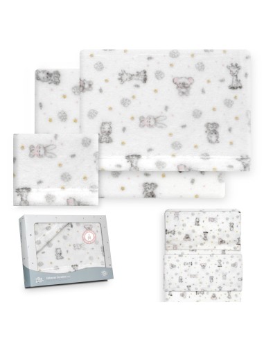 2x1 Juego de sábanas minicuna coralina estampado koala bco/rosa