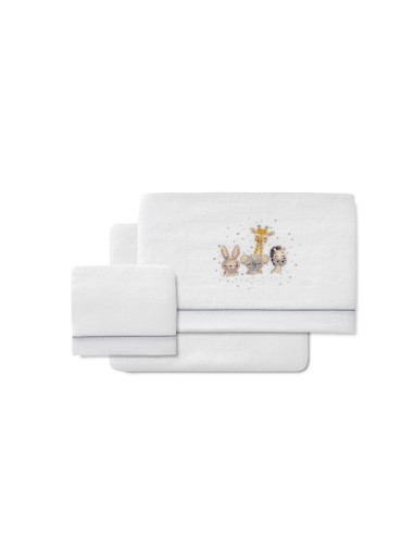 2x1 Juego de sábanas minicuna coralina mod acuarela bco/gris