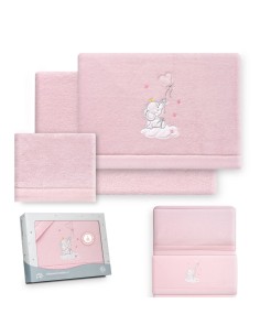 2x1 Juego de sábanas minicuna coralina elefante globo corazon rosa