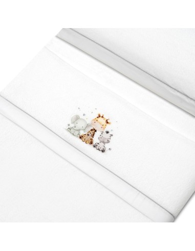 2x1 Juego de sábanas minicuna coralina estampado jirafa elefante bco/gris