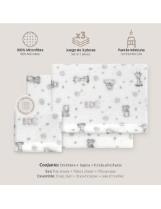 2x1 Juego de sábanas minicuna coralina estampado koala bco/rosa 2