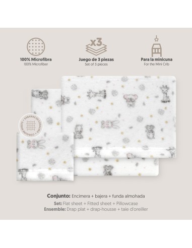 2x1 Juego de sábanas minicuna coralina estampado koala bco/rosa