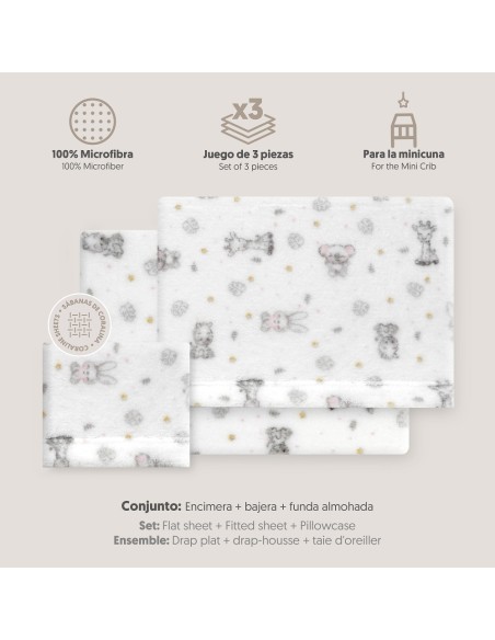 2x1 Juego de sábanas minicuna coralina estampado koala bco/rosa