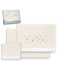 2x1 Juego de sábanas cuna coralina estrella luna beig