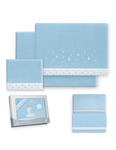 2x1 Juego de sábanas minicuna coralina estrellas luna azul