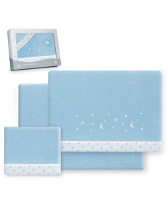 2x1 Juego de sábanas cuna coralina estrella luna azul