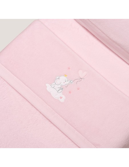 2x1 Juego de sábanas minicuna coralina elefante globo corazon rosa