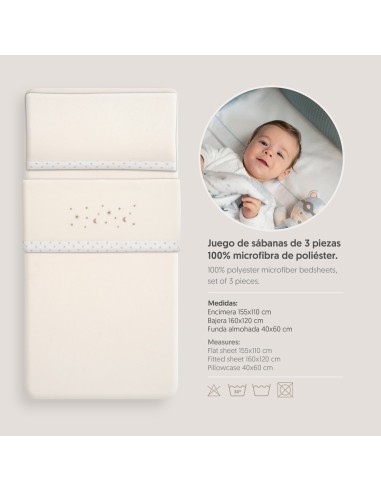 2x1 Juego de sábanas cuna coralina estrella luna beig