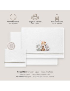 2x1 Juego de sábanas minicuna coralina estampado jirafa elefante bco/verde 2