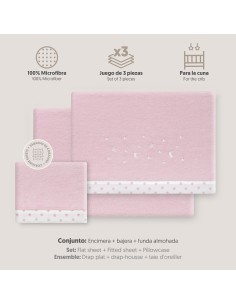 2x1 Juego de sábanas cuna coralina estrella luna rosa 2
