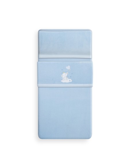 2x1 Juego de sábanas cuna coralina elefante globo corazon azul