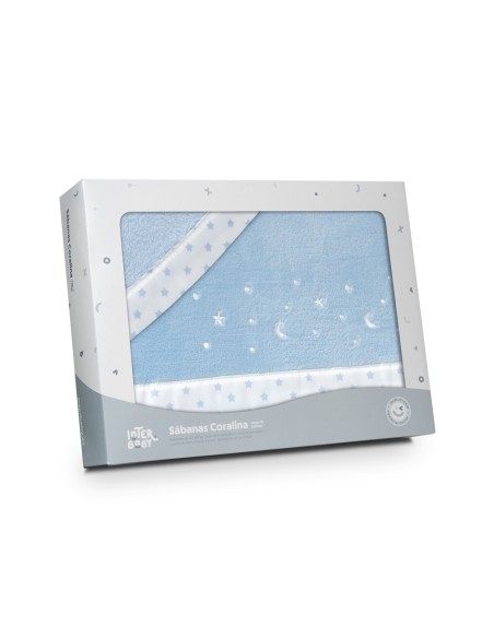 2x1 Juego de sábanas minicuna coralina estrellas luna azul