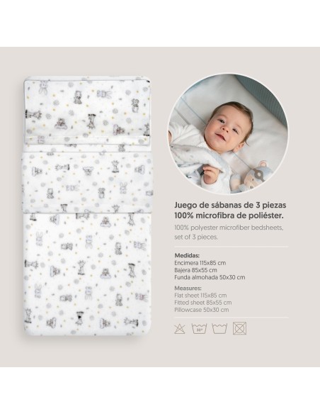 2x1 Juego de sábanas minicuna coralina estampado koala bco/azul